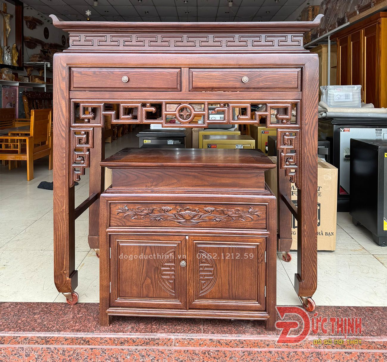 Án gian thờ gỗ sồi