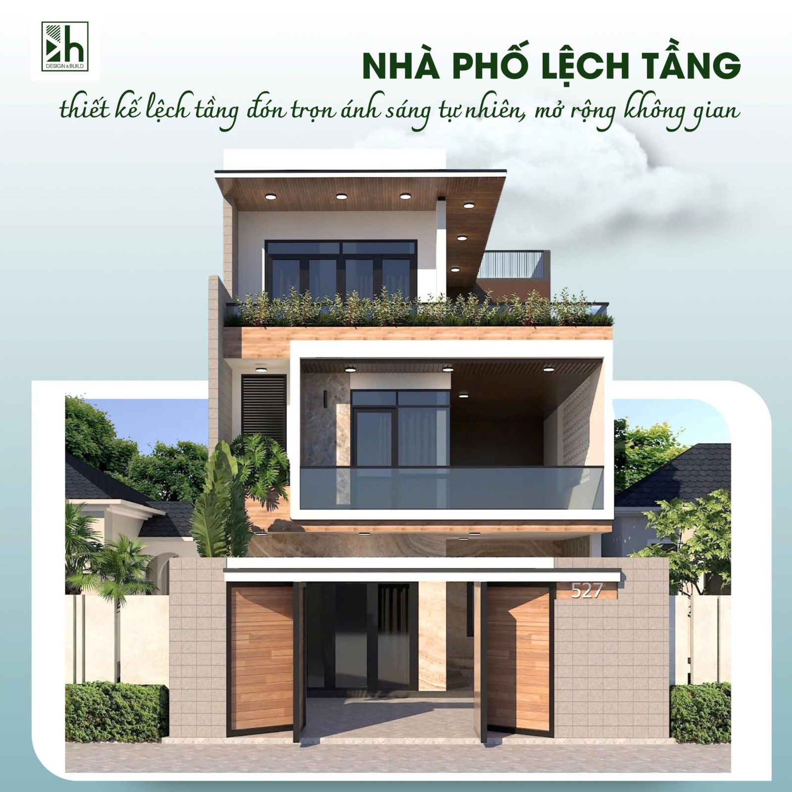 Thi công xây nhà lệch tầng 