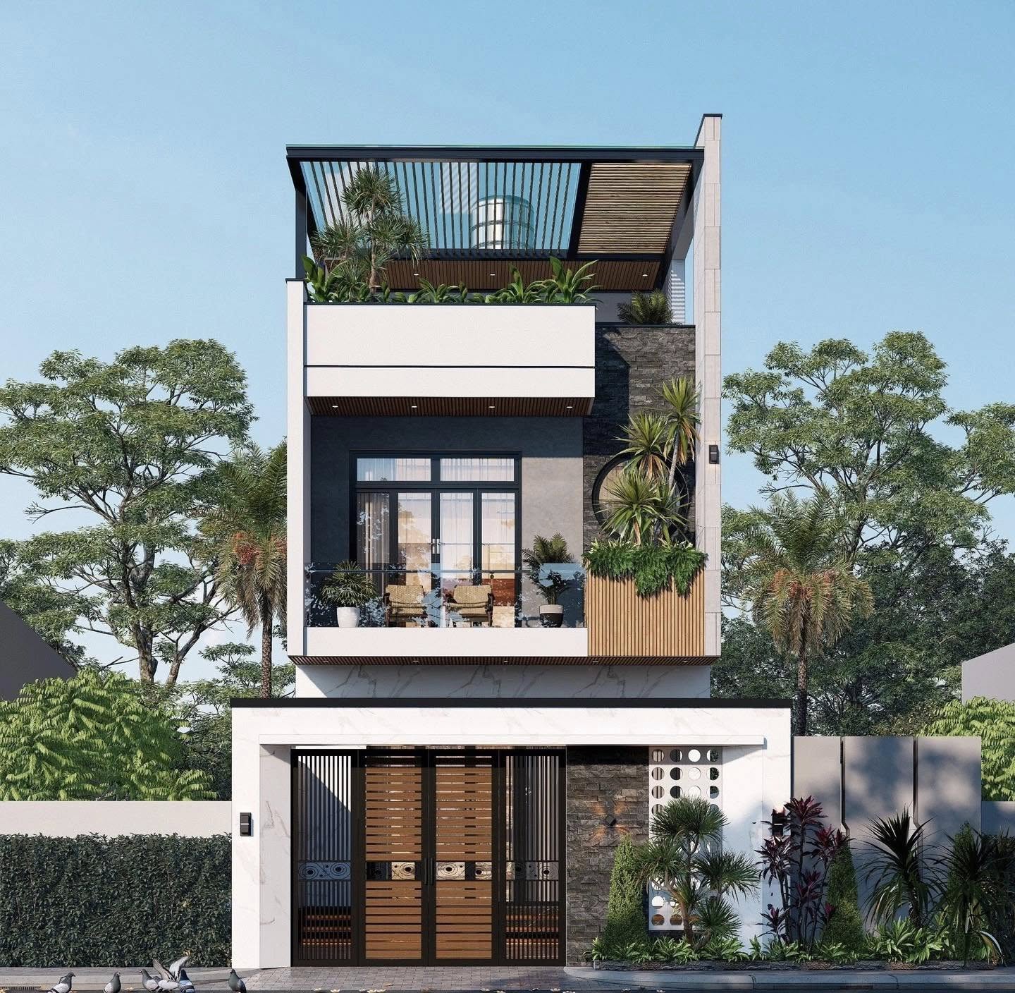 Thi công hoàn thiện ngôi nhà hiện đại