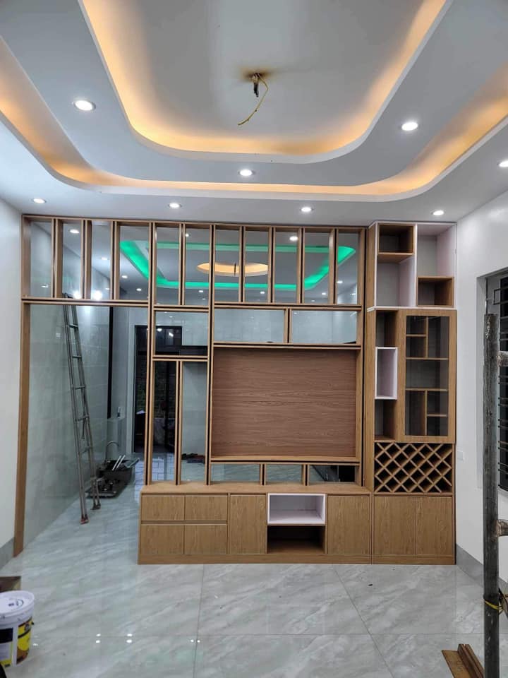 Vách ngăn kết hợp kệ tivi 