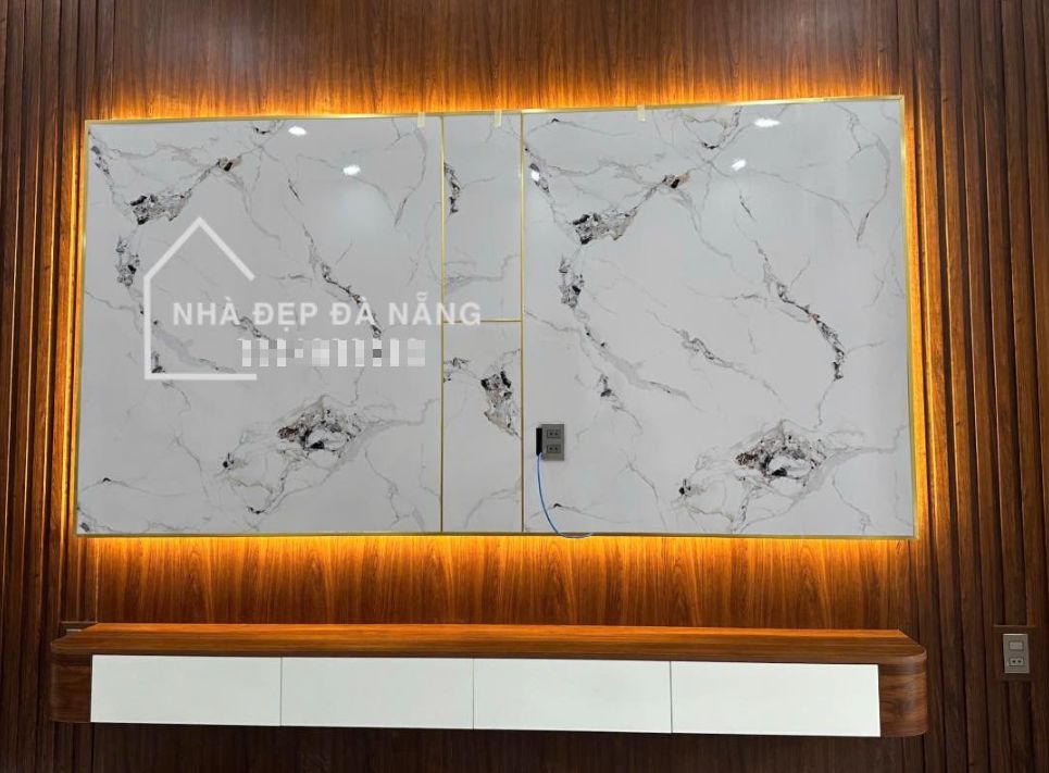 Lắp đặt vách tivi ốp đá PVC 