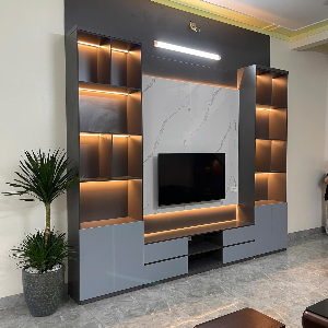 Thi công kệ vách tivi