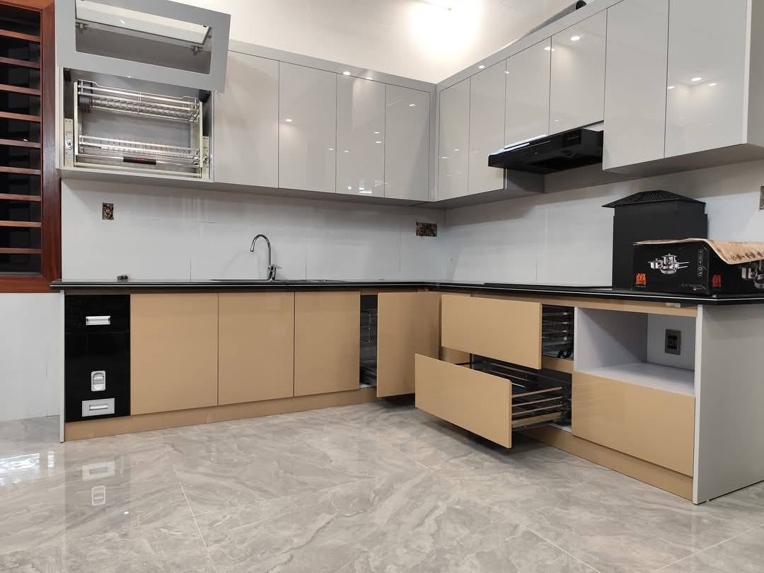 Tủ bếp chữ L hiện đại 