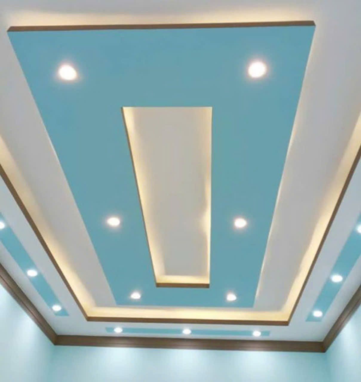 Trần thạch cao hiện đại phối xanh