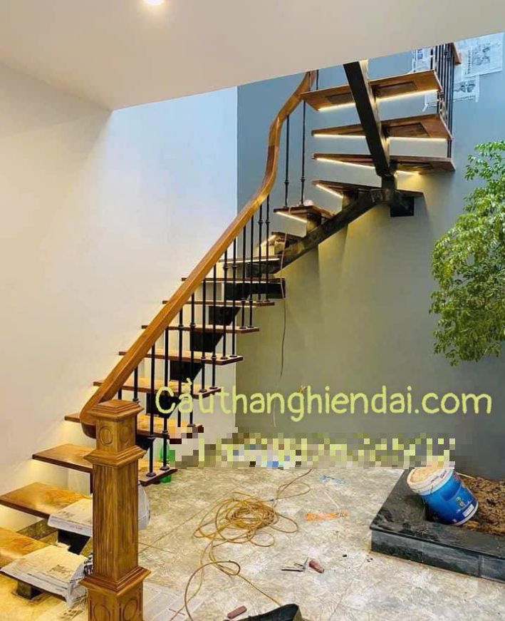Thi công cầu thang xương cá 