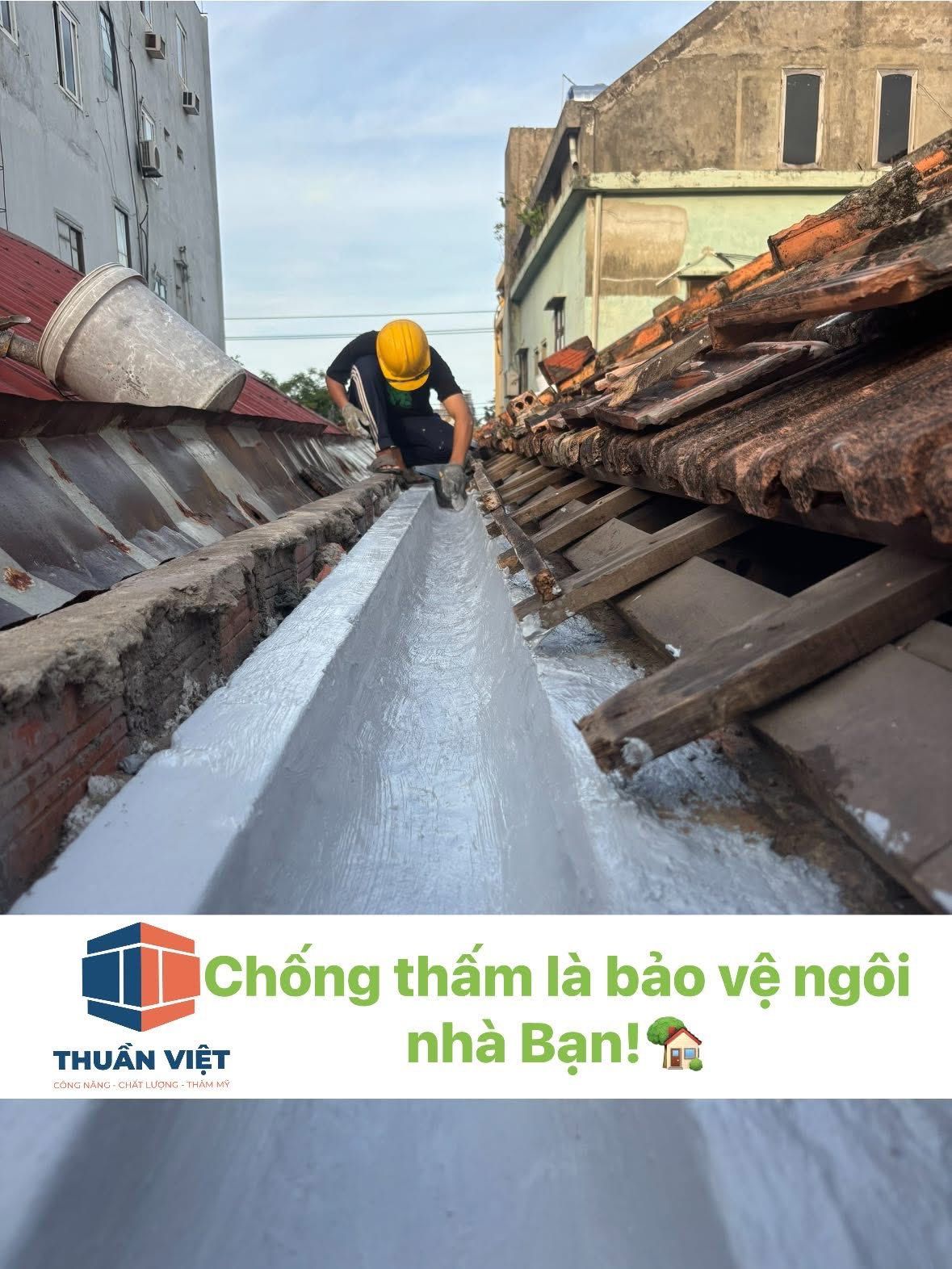 Thi công chống thấm máng xối nhà