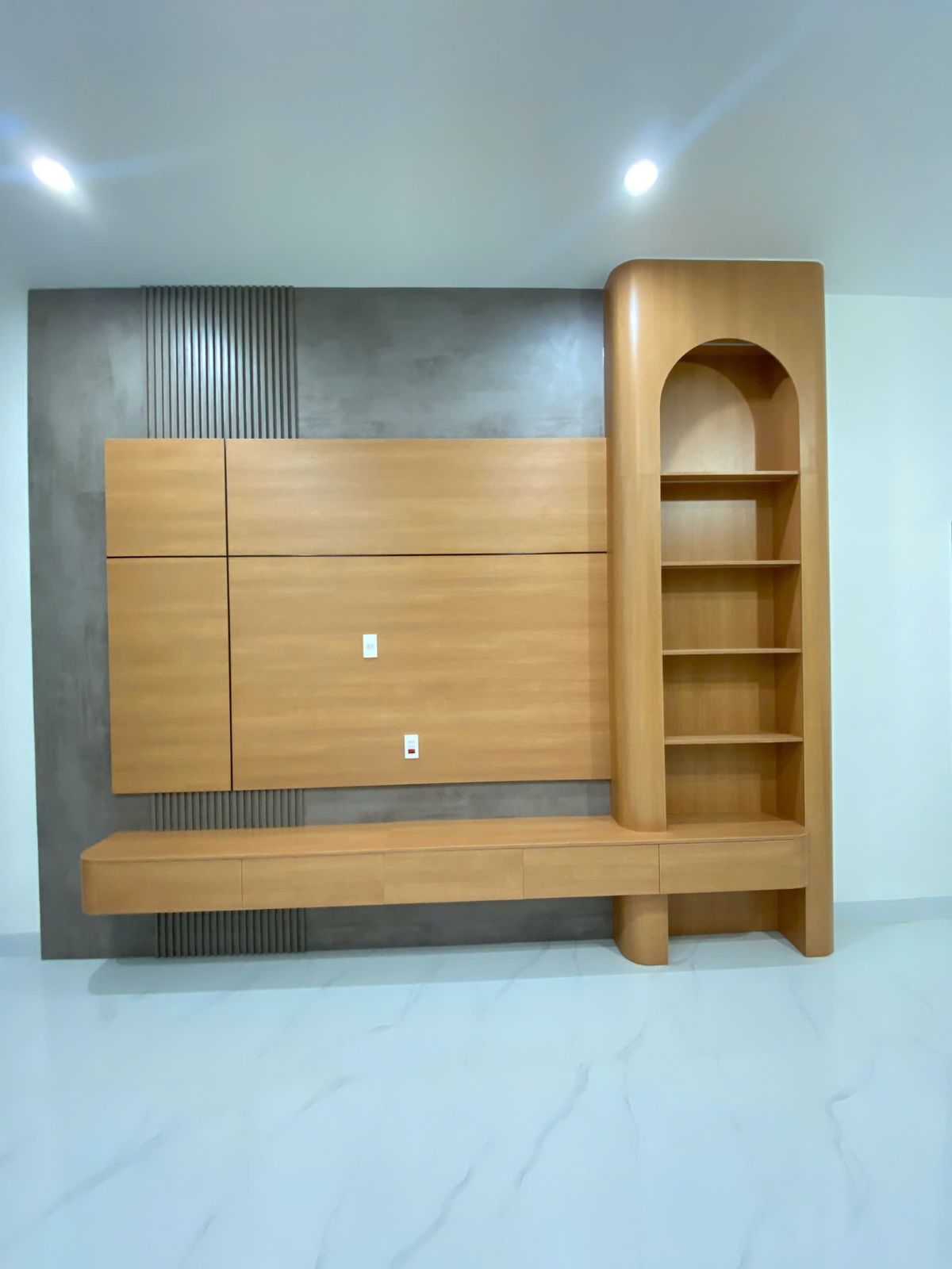 Thi công kệ gỗ tivi