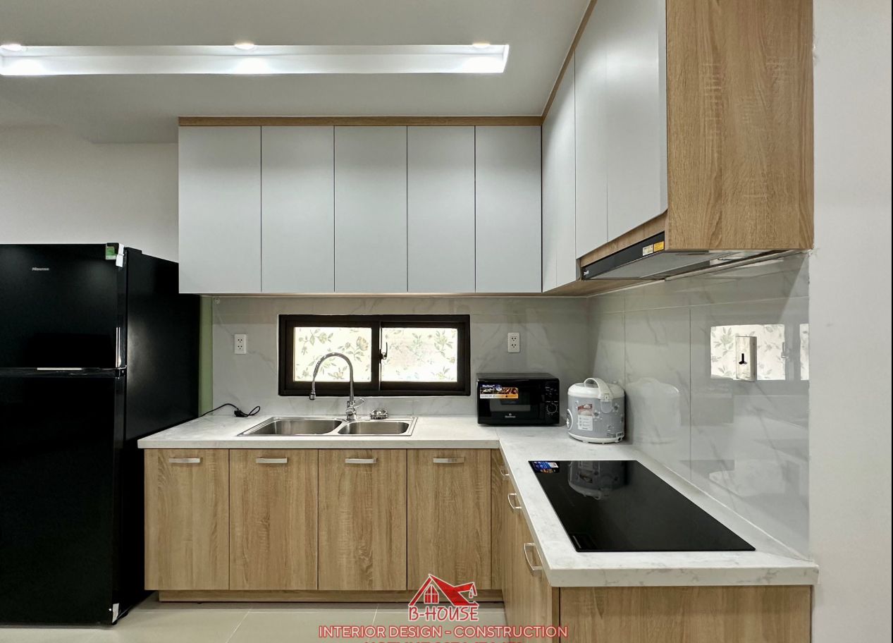Tủ bếp chữ L tiện nghi