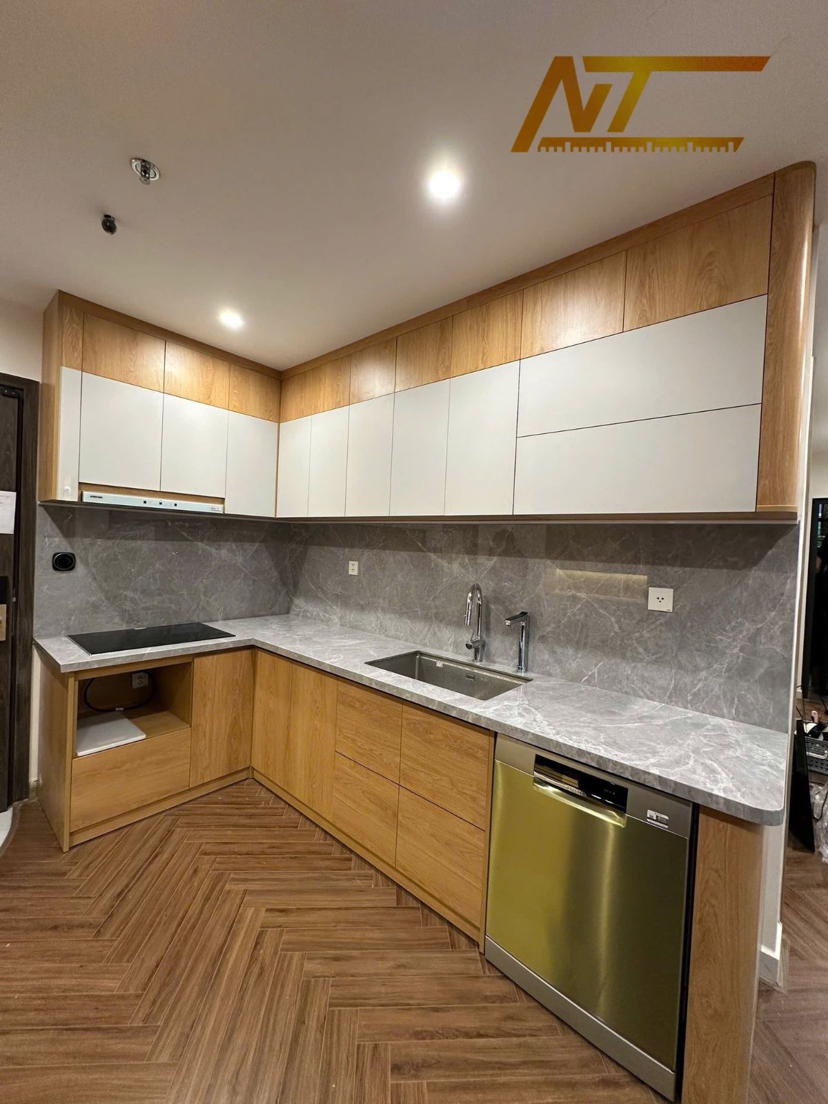 Tủ bếp chữ L hiện đại 