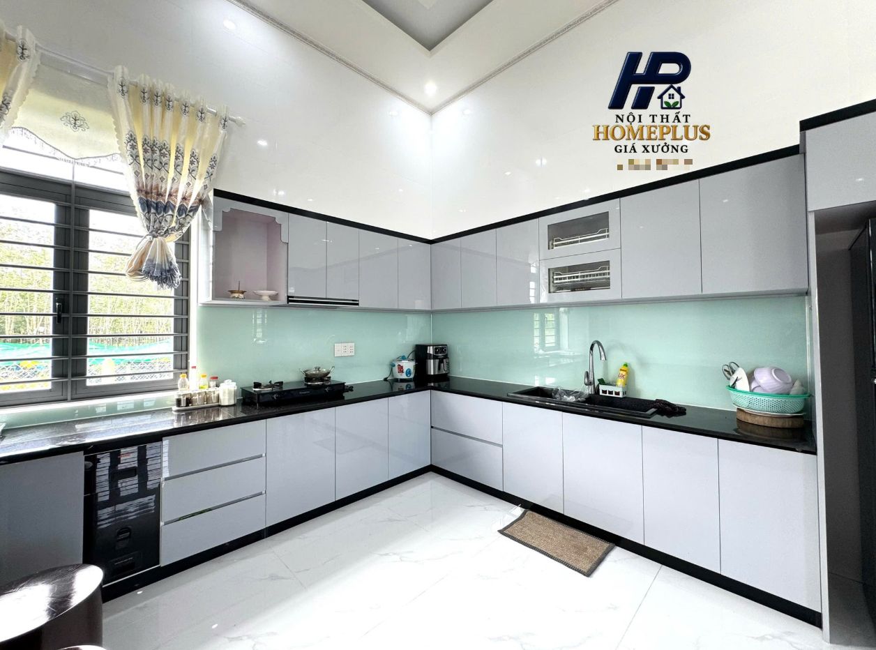 Tủ Bếp Acrylic Màu Xám 