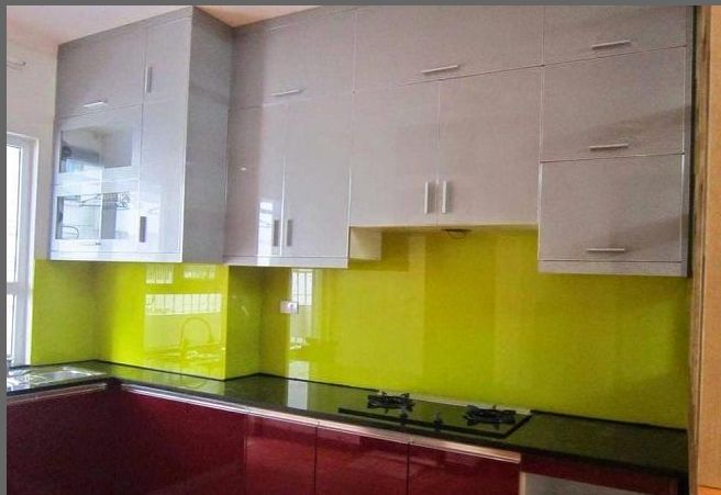 Kính Ốp Bếp Màu Vàng Sữa