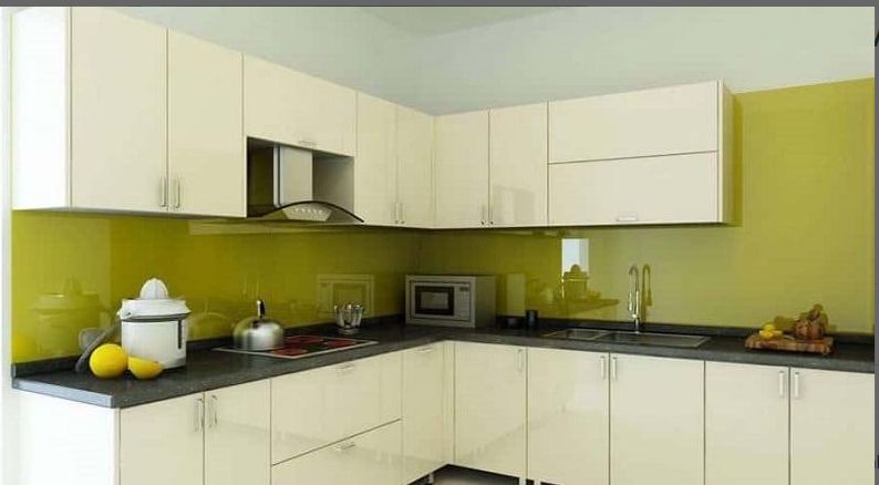 Kính ốp bếp màu vàng đẹp
