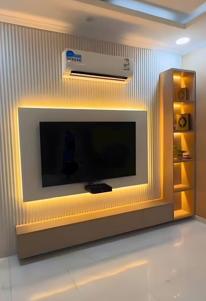 Vách và kệ tivi treo tường hiện đại