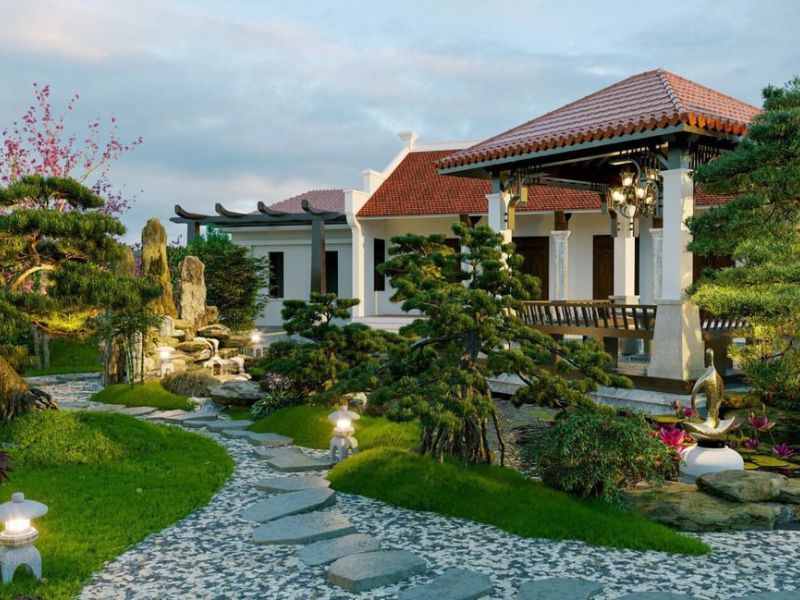 Thi công sân vườn biệt thự theo phong thủy