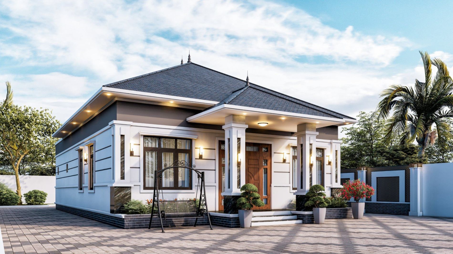 Mẫu nhà cấp 4 mái Nhật hiện đại