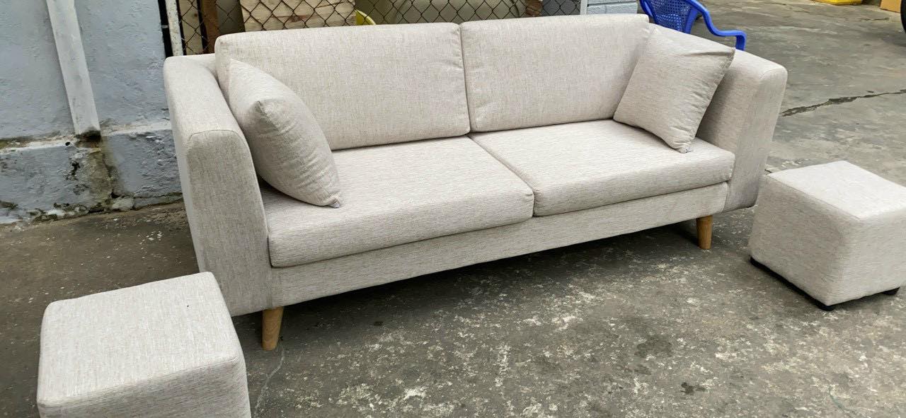 Sofa vải nỉ màu kem
