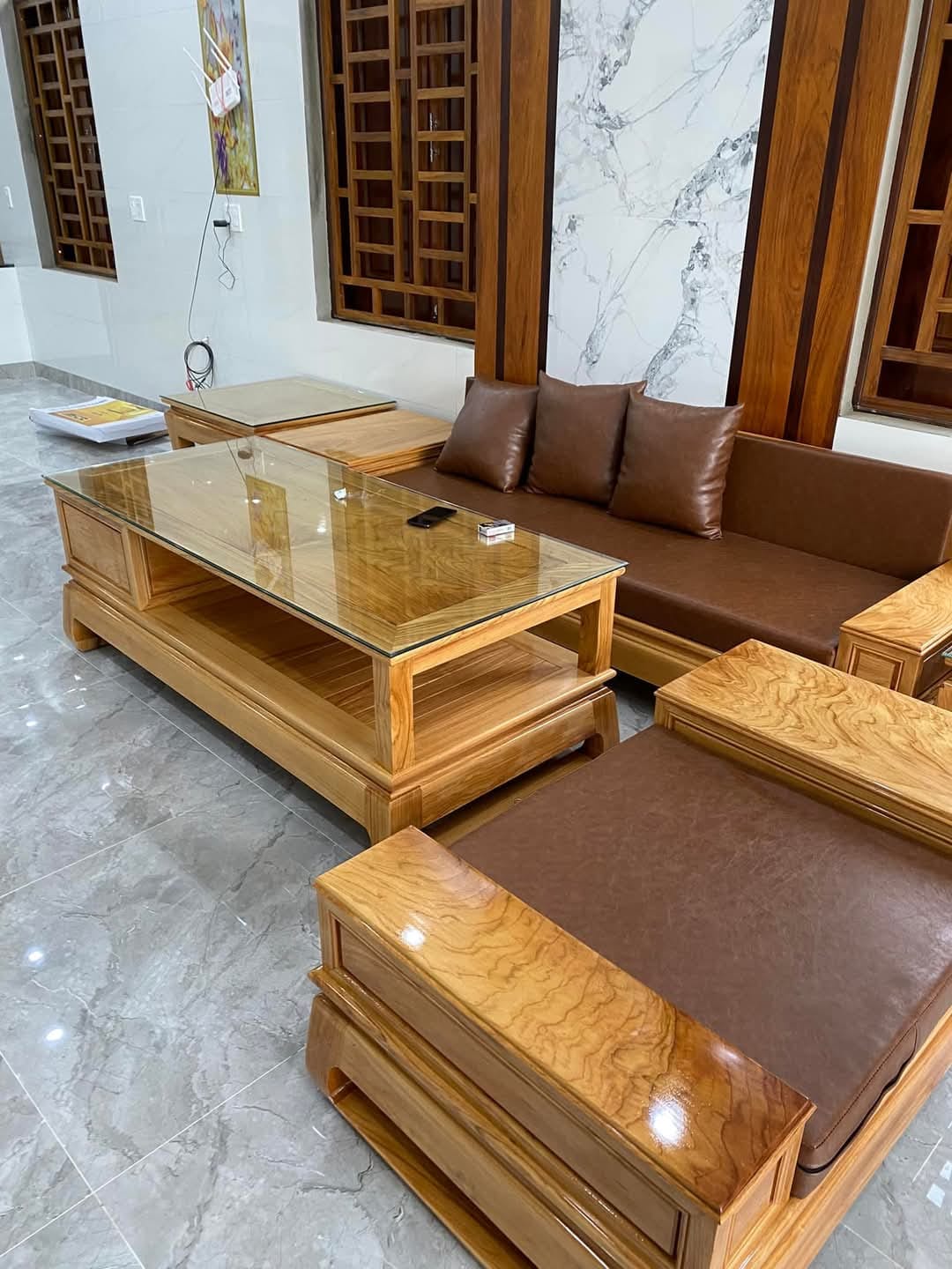 Bộ bàn ghế sofa gỗ tự nhiên hiện đại 