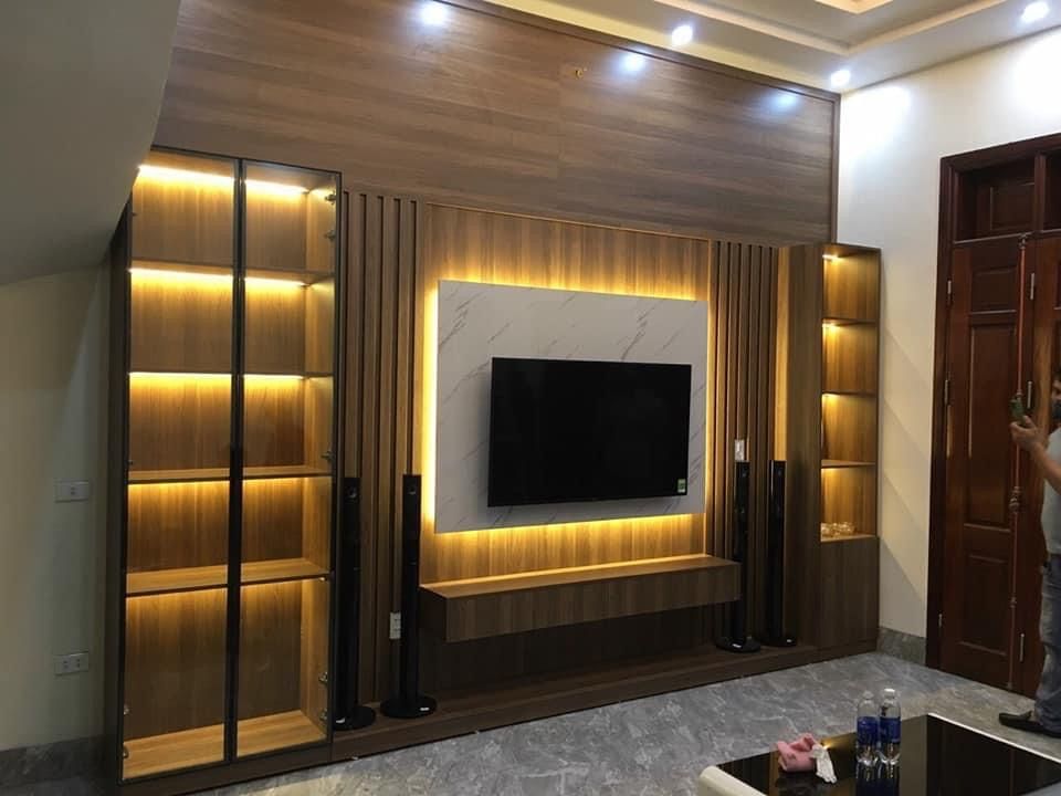 Kệ tivi và hệ tủ trang trí phòng khách hiện đại