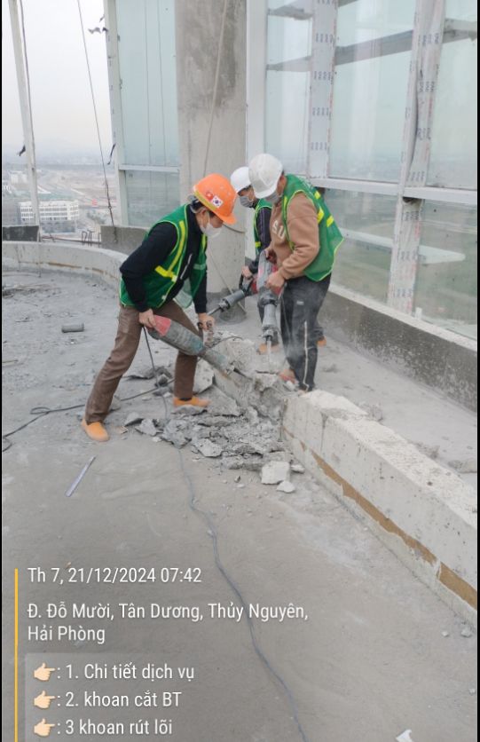 Khoan cắt bê tông tại công trường
