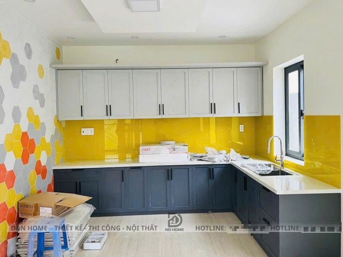 Thi công tủ bếp chữ L