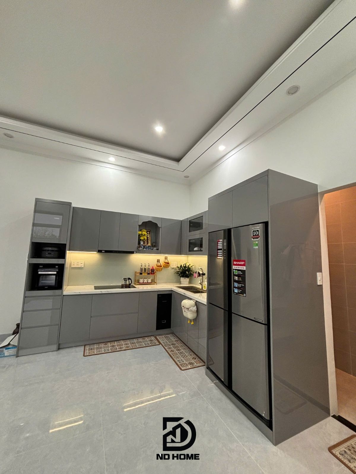 Tủ bếp chữ L hiện đại 