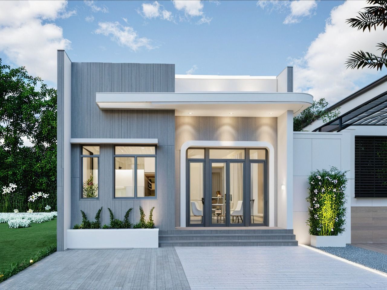 Mẫu nhà cấp 4 mái bằng hiện đại