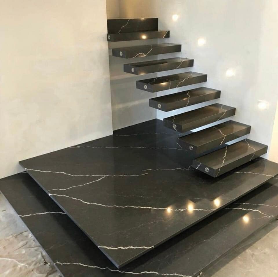 Thi công đá ốp bếp cầu thang