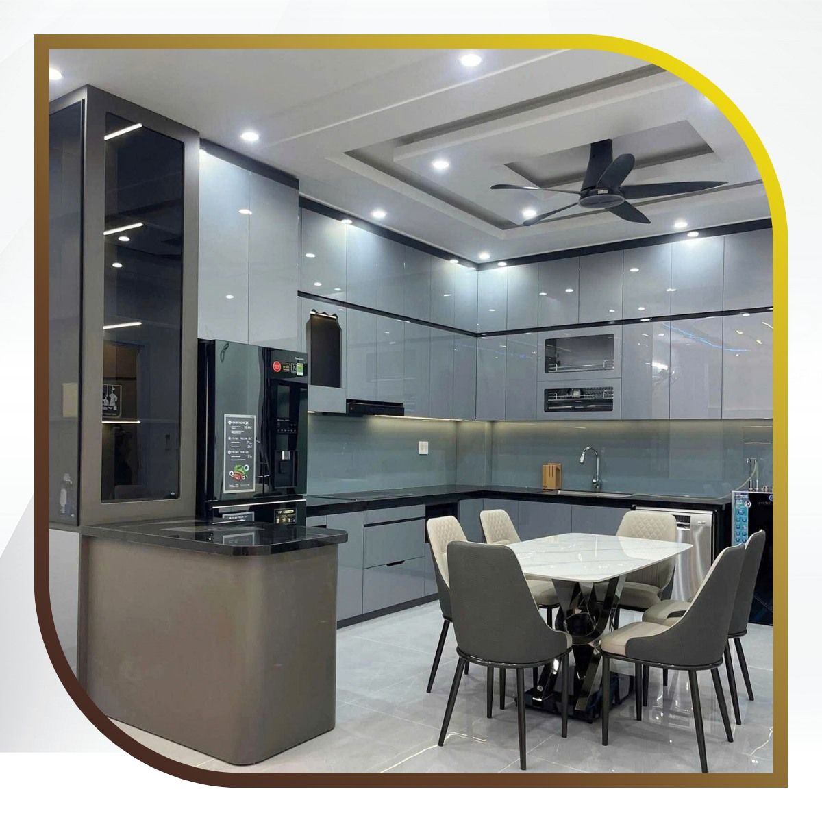 Tủ bếp gỗ công nghiệp hiện đại