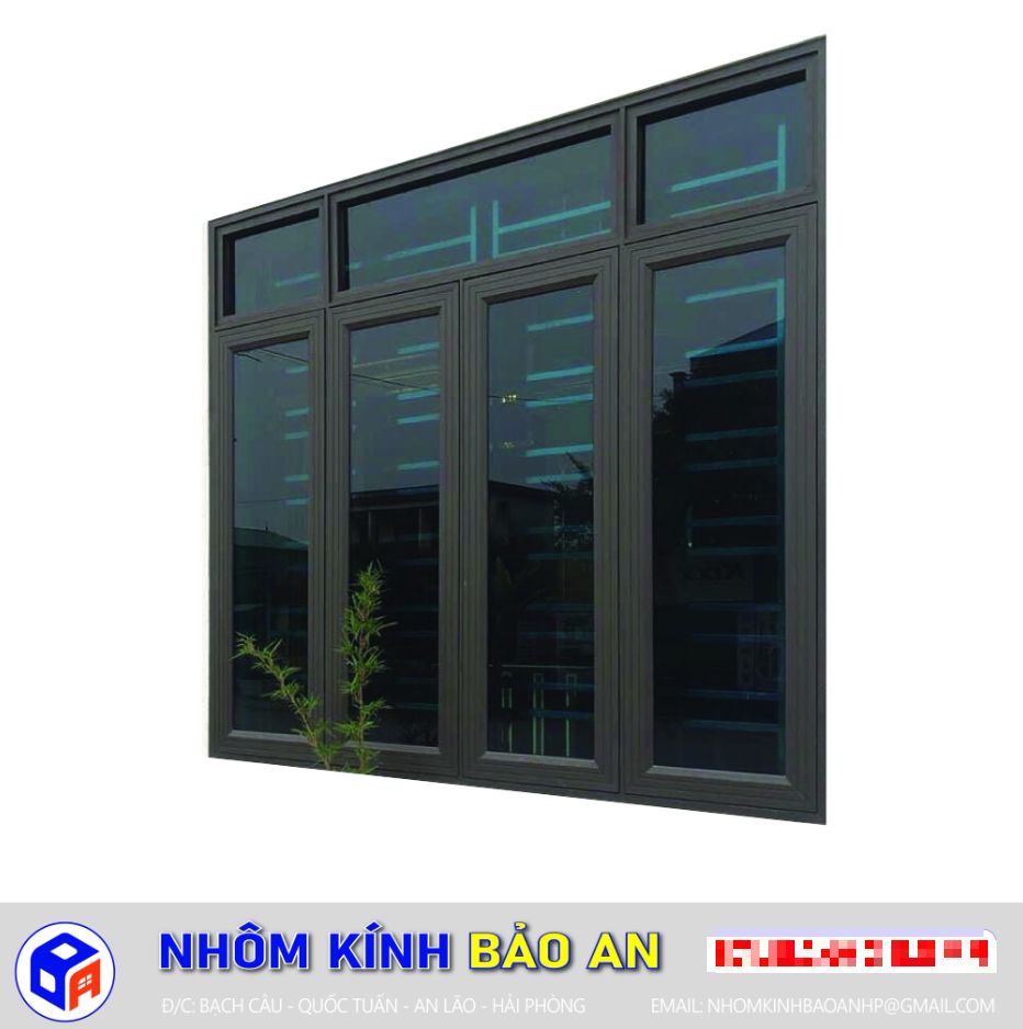 Cửa nhôm kính khung nhôm đen hiện đại