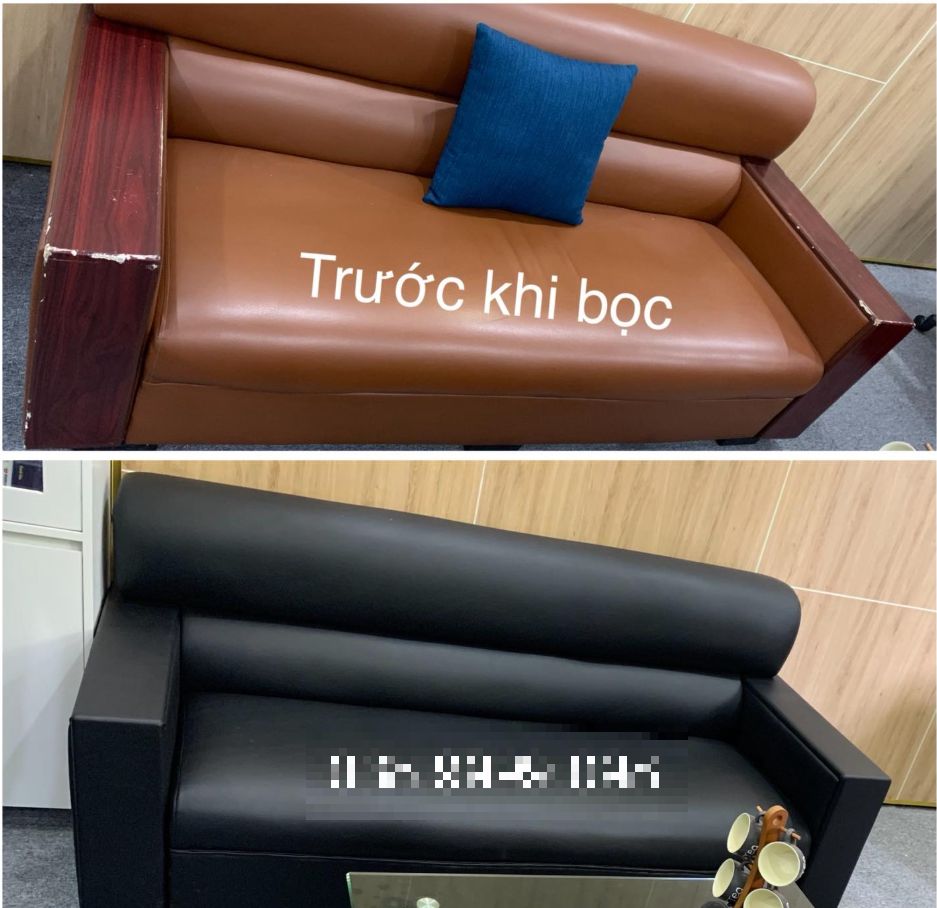 Sofa trước và sau khi bọc da
