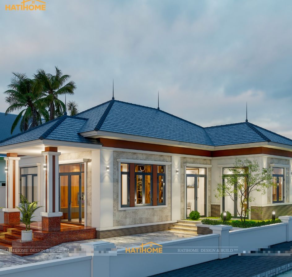 Mẫu nhà vườn 1 tầng mái Nhật
