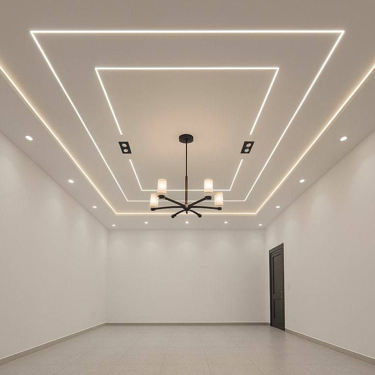 Trần thạch cao giật cấp kết hợp đèn LED