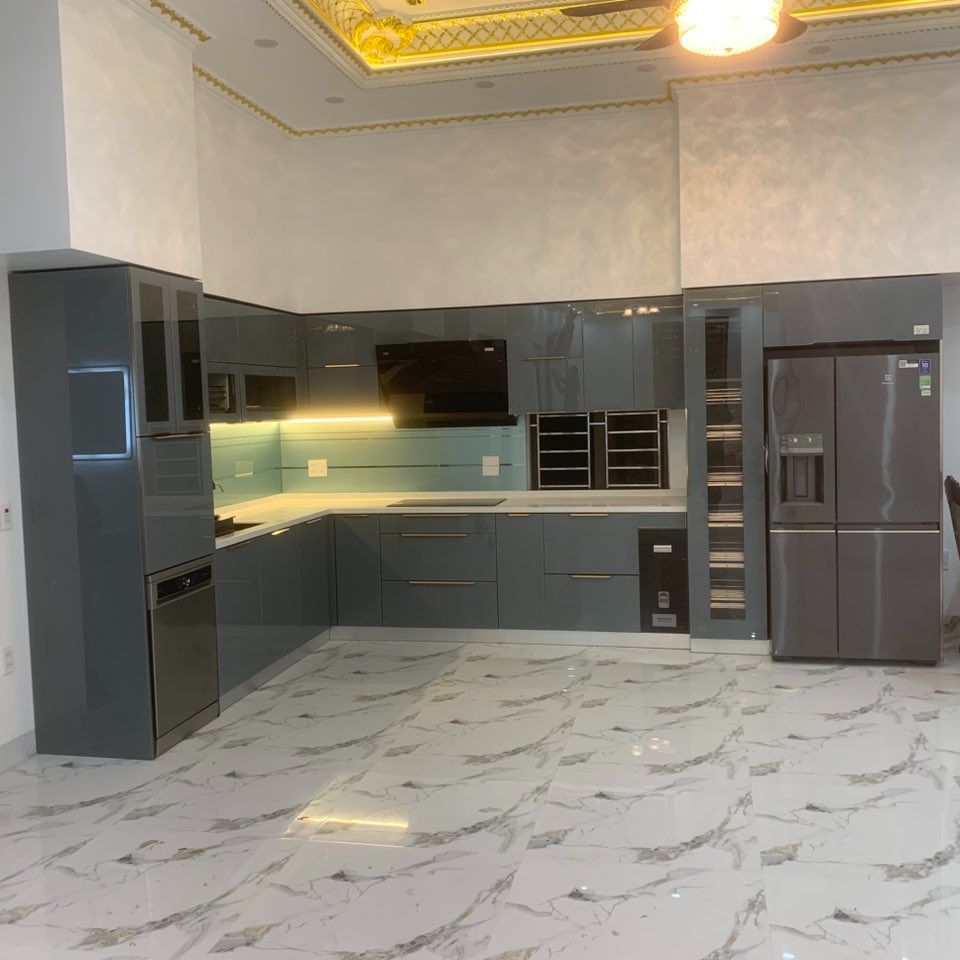 Tủ bếp inox cánh kính