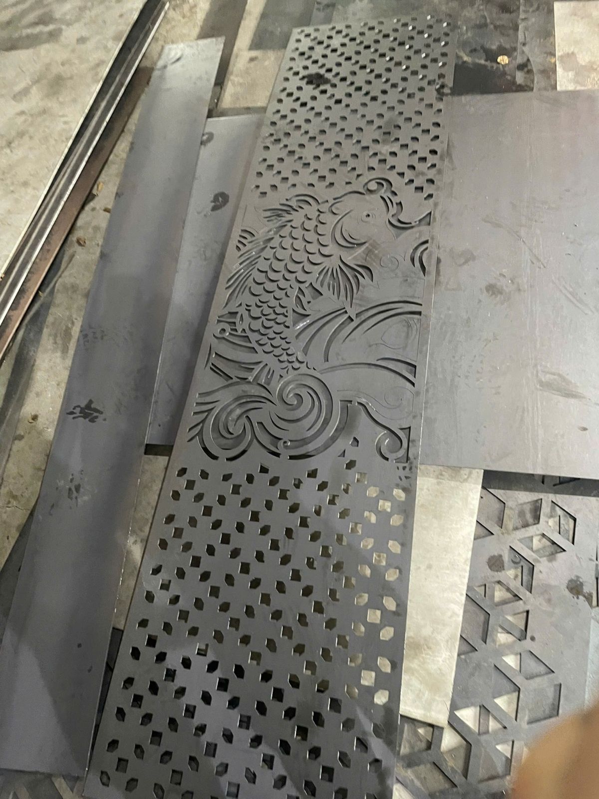 Tấm CNC họa tiết cá chép  hoa văn truyền thống