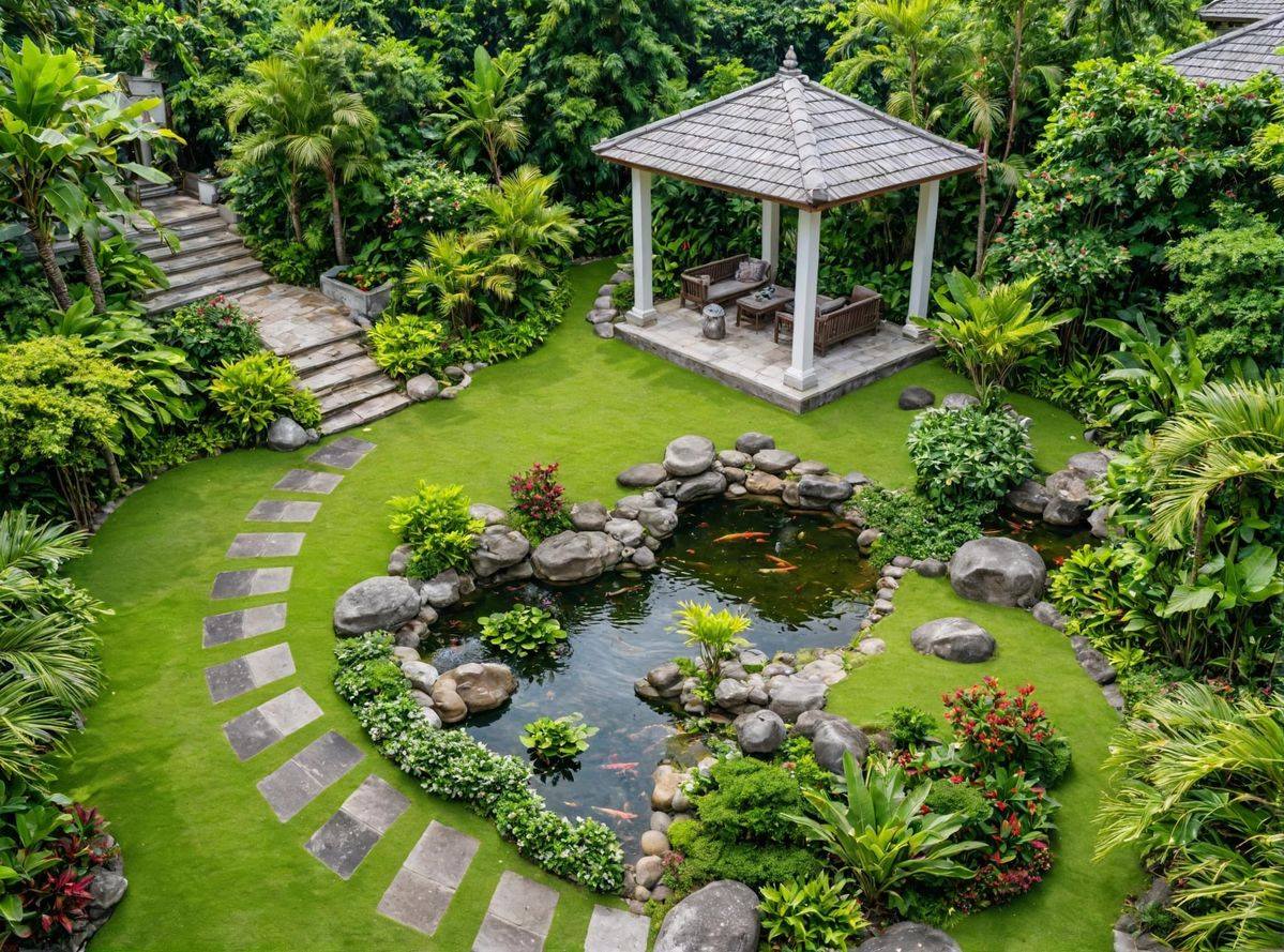 Sân vườn biệt thự có chòi nghỉ