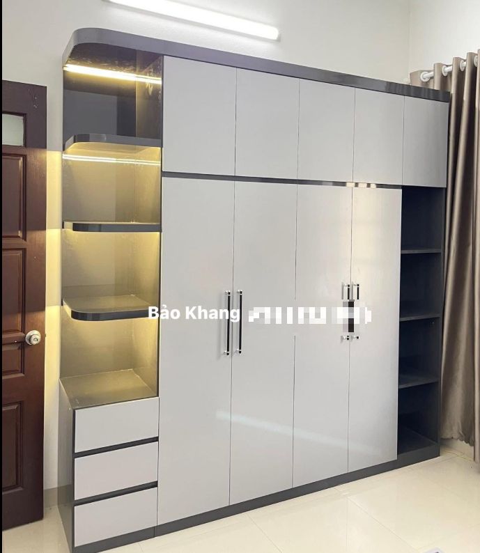 Tủ quần áo nhựa cánh phẳng kết hợp kệ trang trí