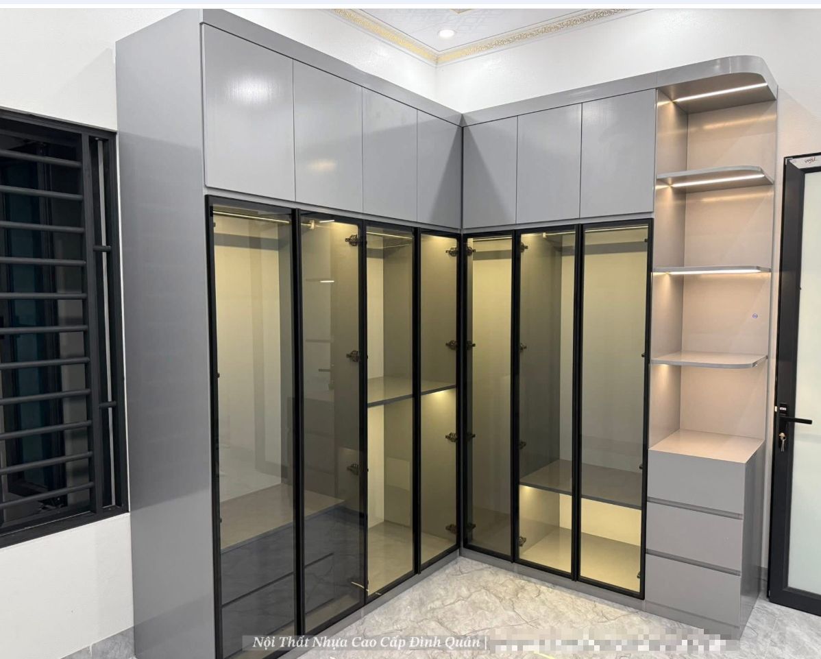 Tủ quần áo chữ L cánh kính