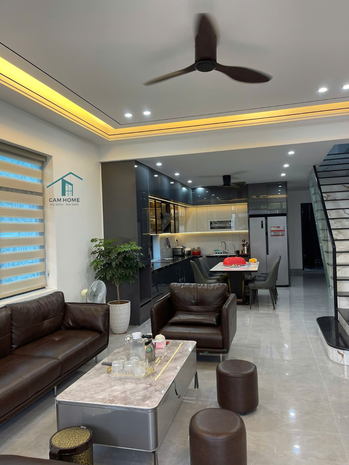 Nội thất phòng khách liền bếp