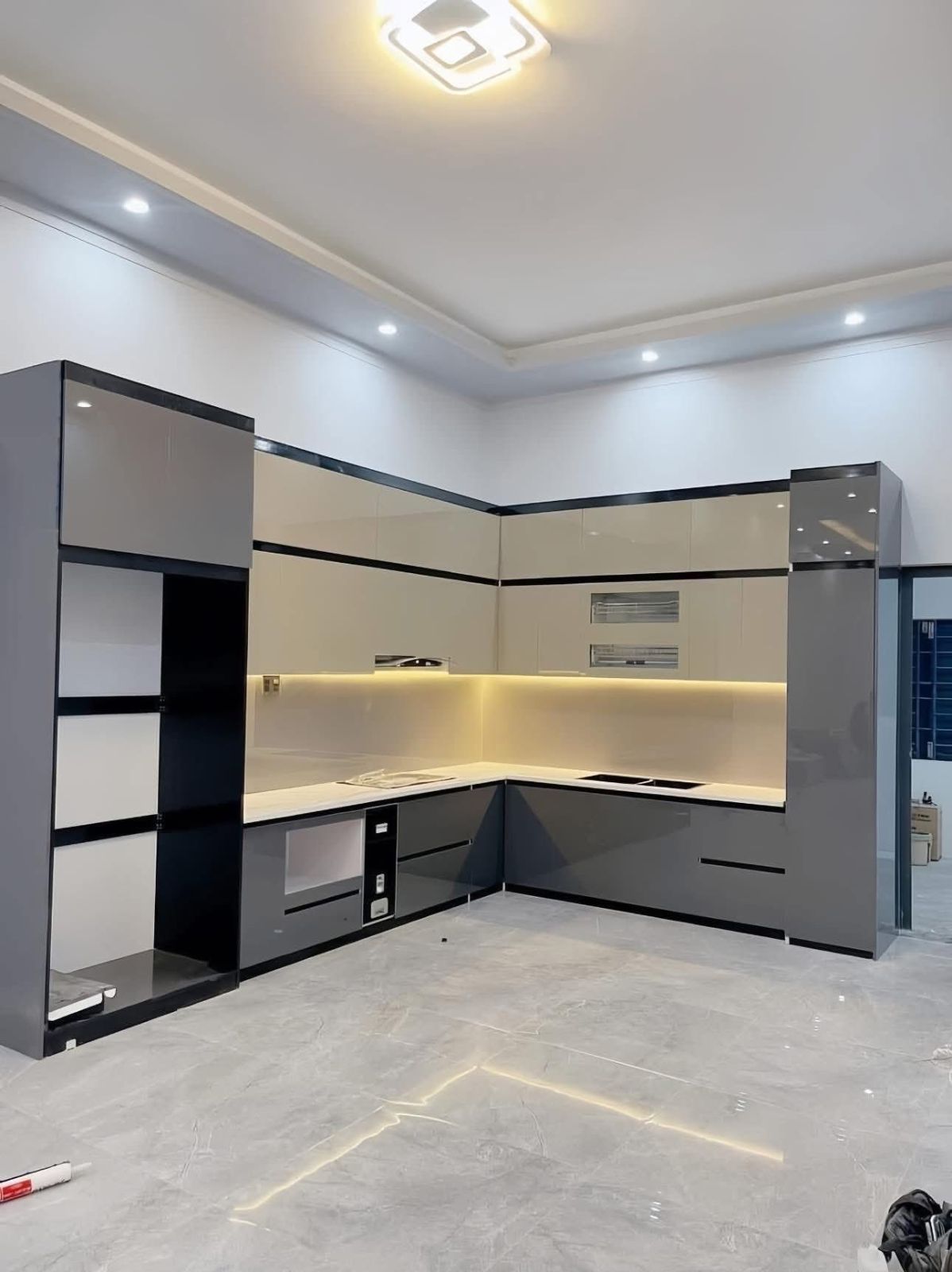 Tủ bếp chữ L hiện đại