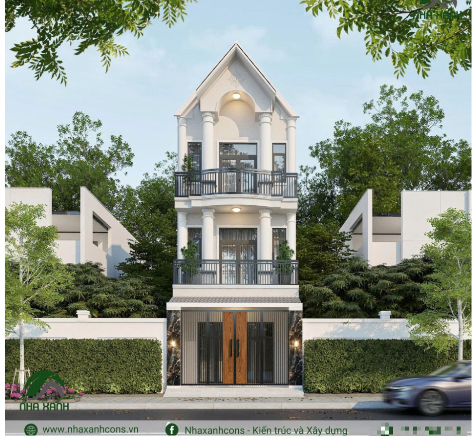 Mẫu nhà phố mái thái 3 tầng