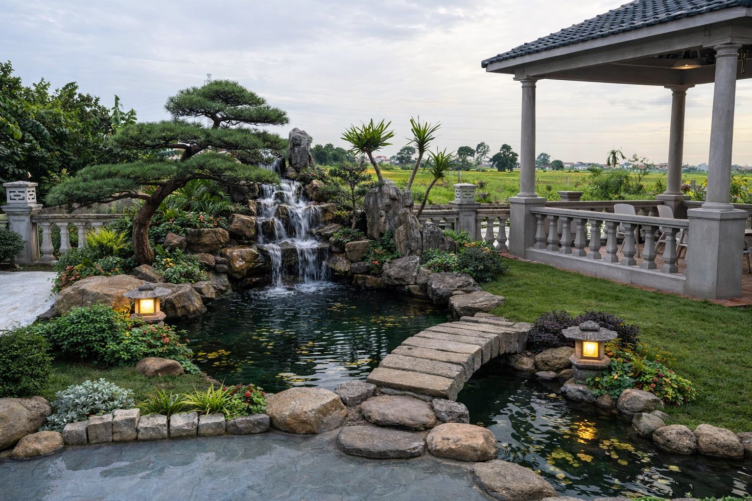 Cảnh quan hồ cá koi  