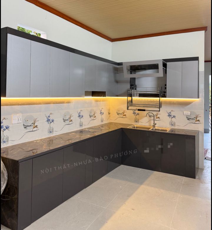 Tủ bếp chữ L nhựa 