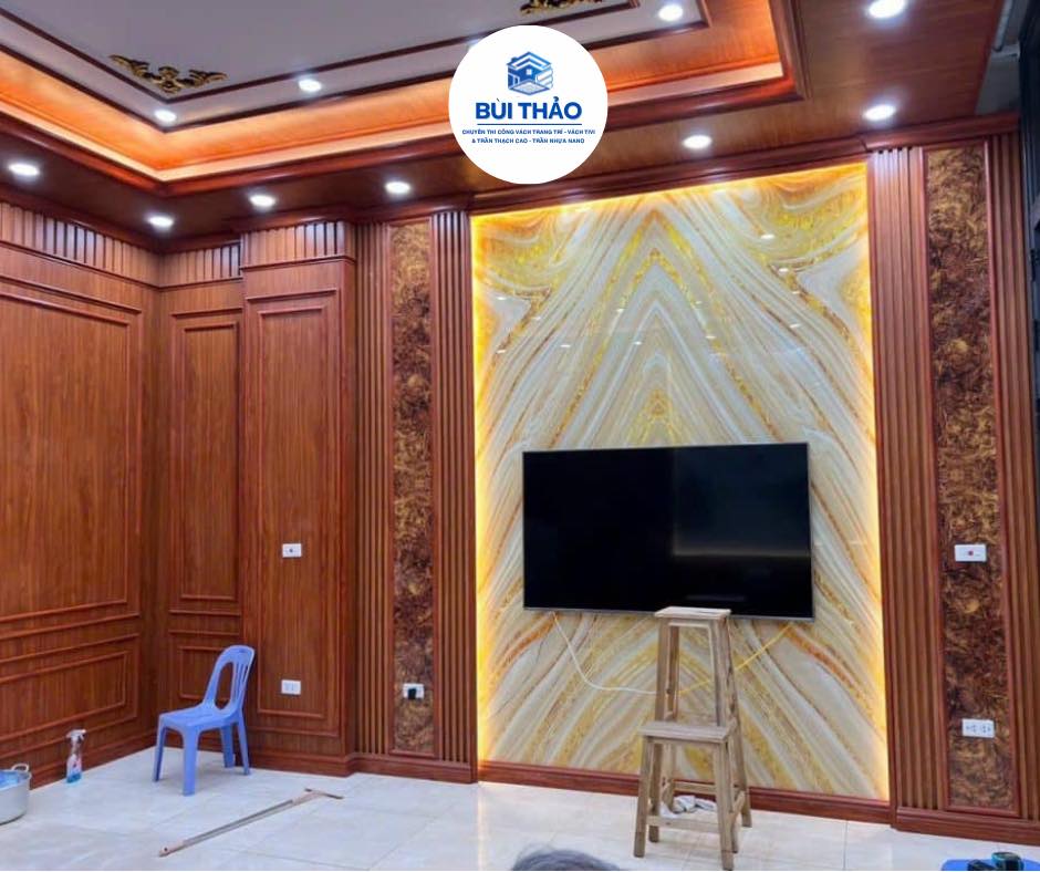 Vách ốp tường nhựa pvc vân đá 