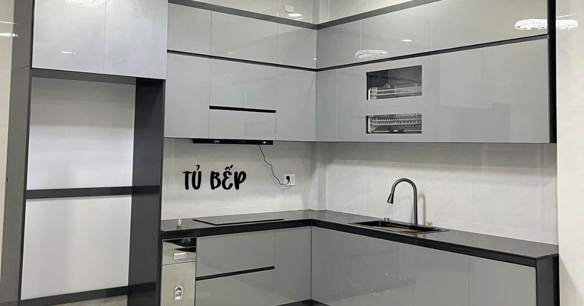 Tủ bếp chữ L hiện đại 