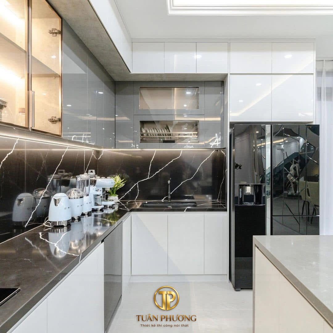 Tủ bếp chữ L hiện đại
