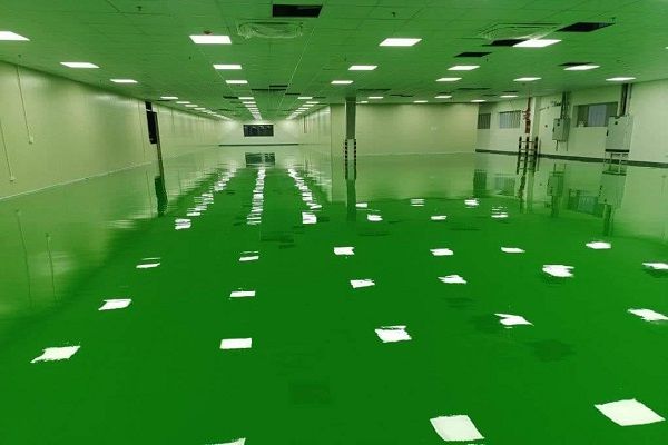 Sàn epoxy màu xanh