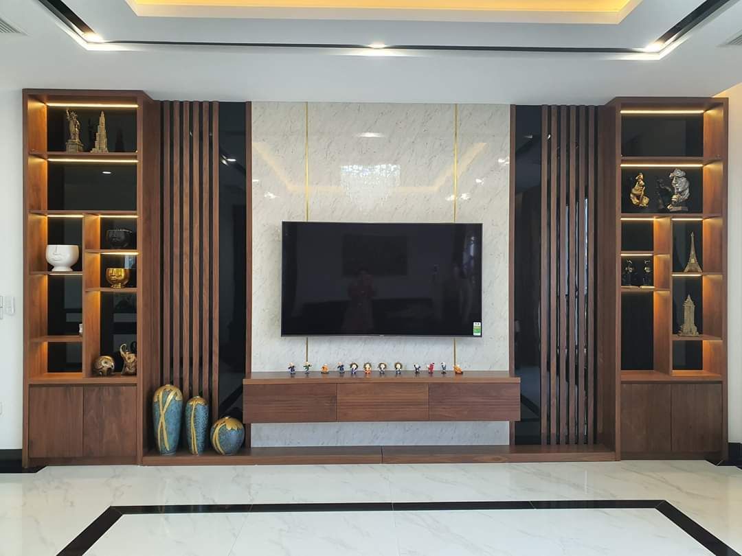 Thi công kệ tivi hiện đại