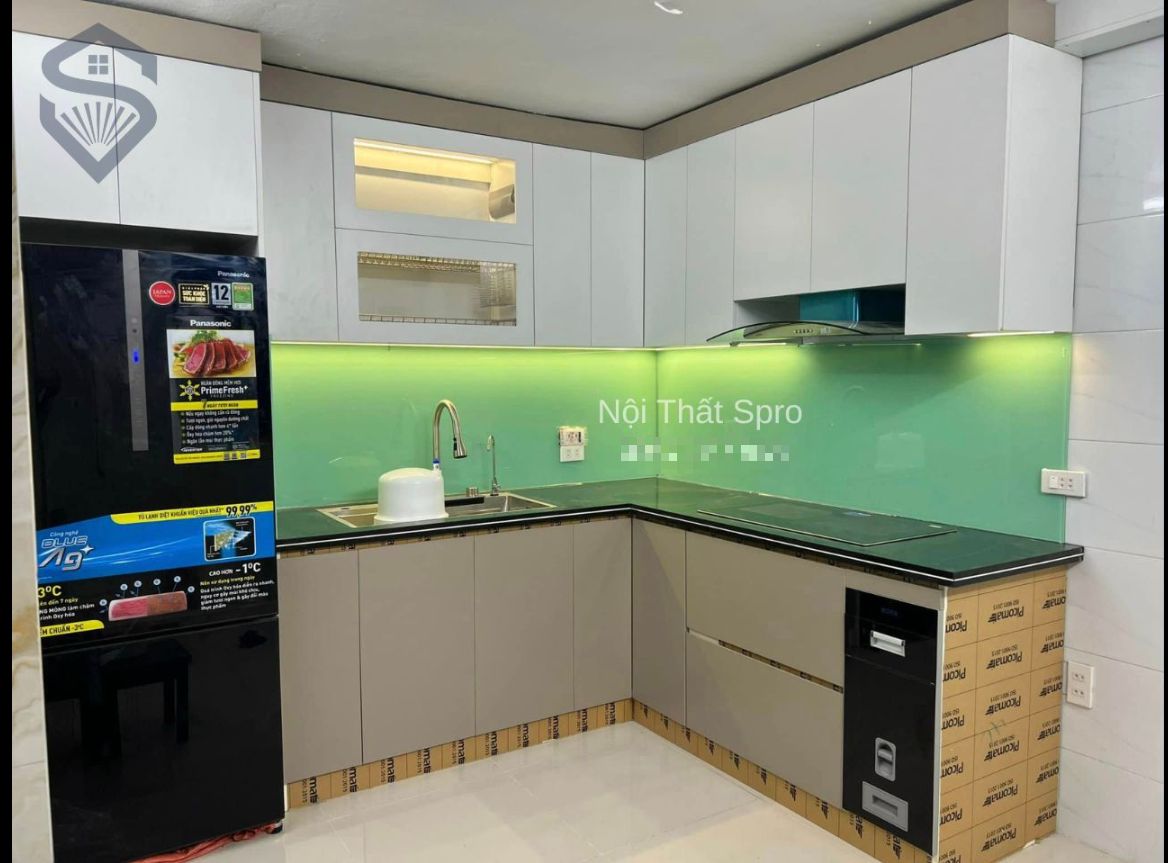 Thi công tủ bếp chữ L hiện đại