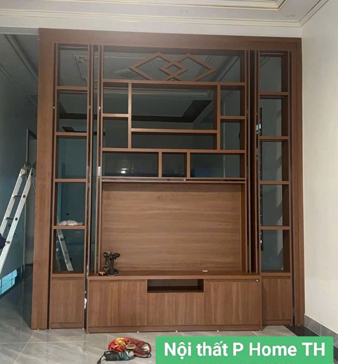 Vách ngăn kết hợp kệ tivi