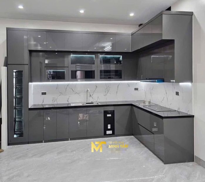Tủ bếp chữ L hiện đại 